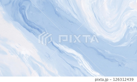 青と白のやわらかなマーブル模様の抽象背景テクスチャ 126312439
