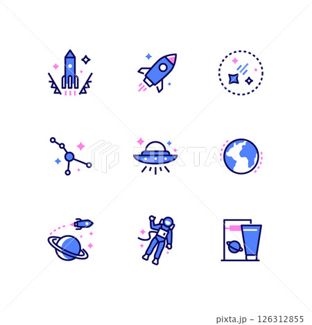 Space exploration - line design style icons set 126312855
