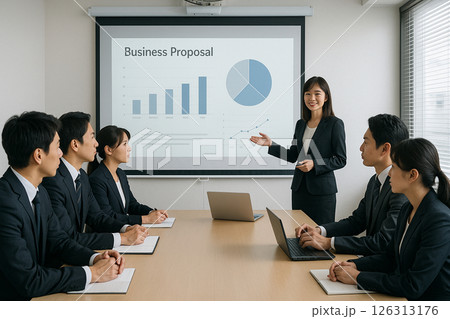 会議をするビジネスマン、ビジネスウーマン 会議をするビジネスマン、ビジネスウーマン 126313176