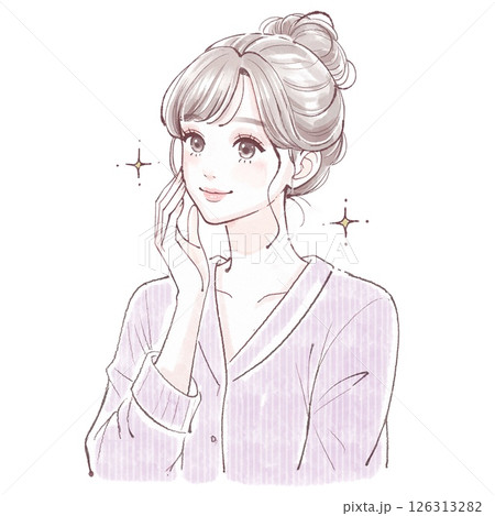 肌が美しい健康的な女性のイラスト 126313282