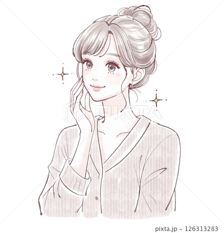肌が美しい健康的な女性のイラスト 126313283