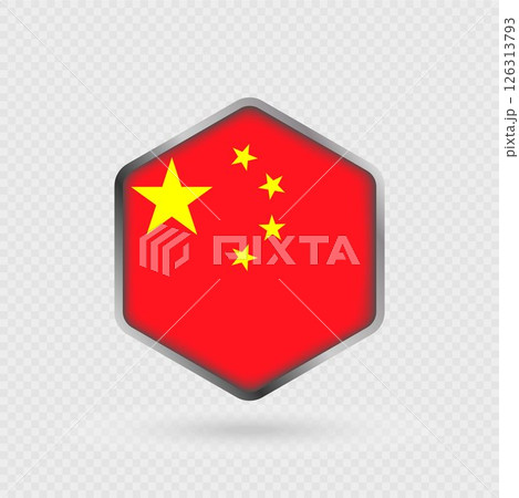 China flag icon in hexagon shape. China flag icon in hexagon shape. 126313793