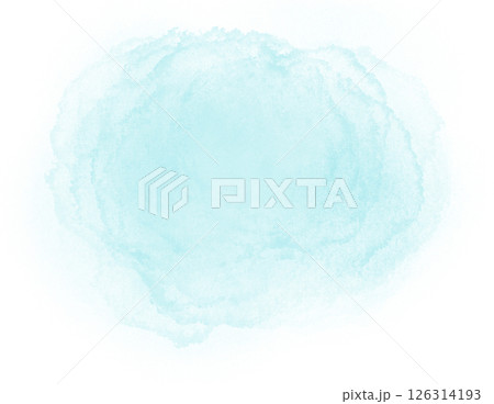 Bright aqua watercolor patch with soft edges. Versatile design element suitable for illustrations, backgrounds, collages, presentations 126314193
