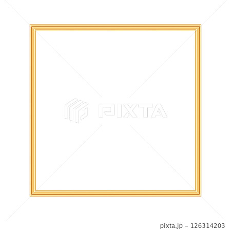 Gold realistic square frame for picture. 3d golden luxury rectangle border, object mockup for picture, painting, card, photo frame. Vector illustration 126314203
