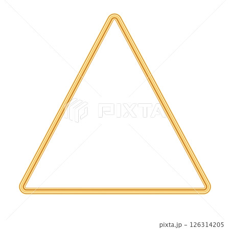 Gold triangular frame. Elegant triangle, border for certificate, wedding invitation, greeting card, poster. Luxury geometric decorative element for vector illustration Gold triangular frame. Elegant triangle, border for certificate, wedding invitation, greeting card, poster. Luxury geometric decorative element for vector illustration 126314205