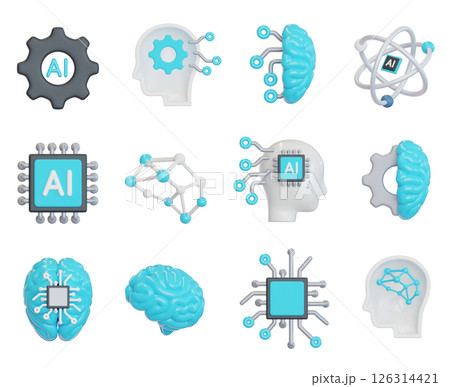 Artificial Intelligence 3D Icon Set 126314421