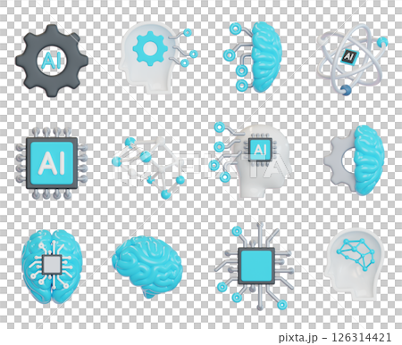Artificial Intelligence 3D Icon Set 126314421