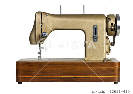 Old sewing machine isolated on transparent background Old sewing machine isolated on transparent background 126314430