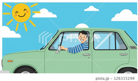 快晴:快適ドライブを楽しむ男性 快晴:快適ドライブを楽しむ男性 126315299