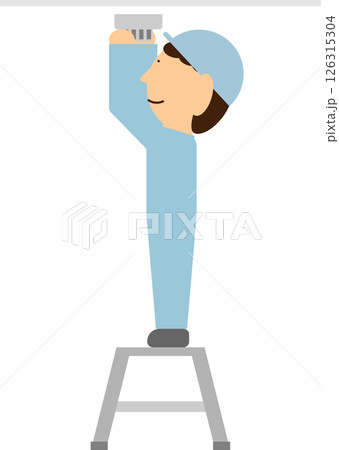 火災報知器を設置する業者の人のイメージ素材 126315304