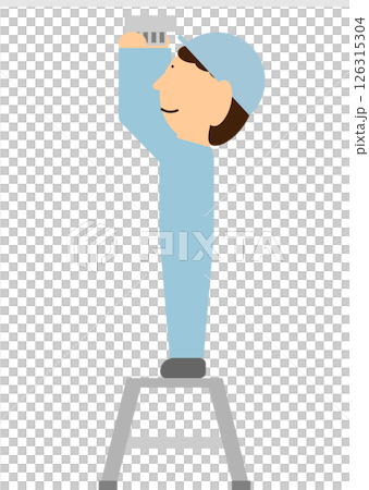 火災報知器を設置する業者の人のイメージ素材 126315304