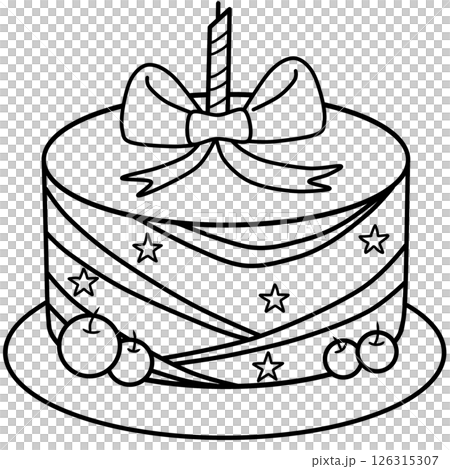 outline cartoon of cute cake created by hand-drawn 126315307
