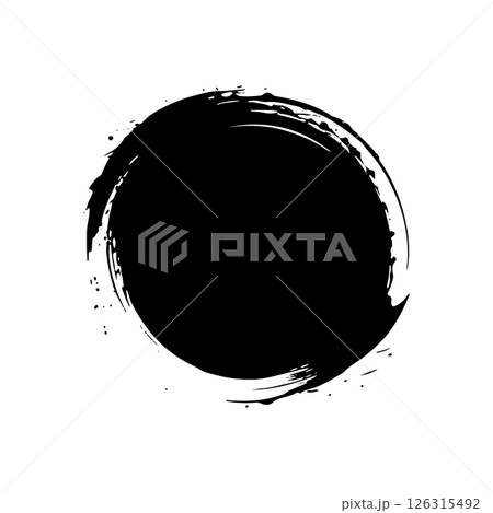 Brush Circle Element. Hand-drawn circular ink element with textured brush lines, ideal for abstract graphics and handmade art pieces. Brush Circle Element. Hand-drawn circular ink element with textured brush lines, ideal for abstract graphics and handmade art pieces. 126315492