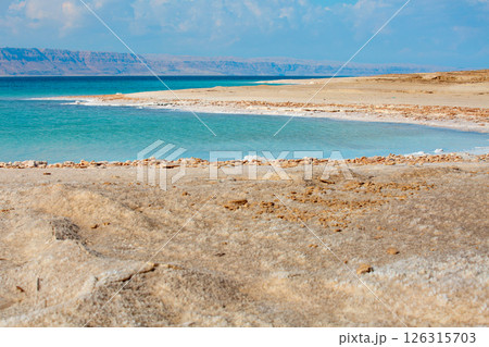 View of Dead Sea coastline, Jordan 126315703