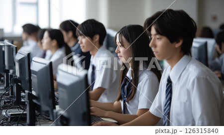 情報教室でパソコン学習に取り組む学生たち 126315840