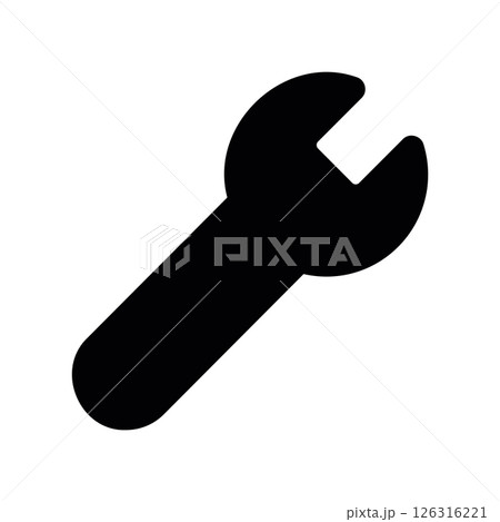 Simple Outline Icon of a Wrench Tool for Repair or Maintenance Simple Outline Icon of a Wrench Tool for Repair or Maintenance 126316221