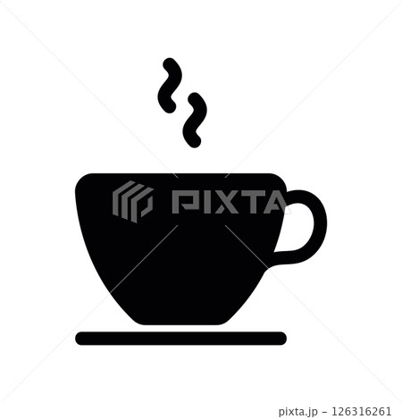 Steaming Hot Beverage in a Cup Resting on a Matching Saucer Icon 126316261
