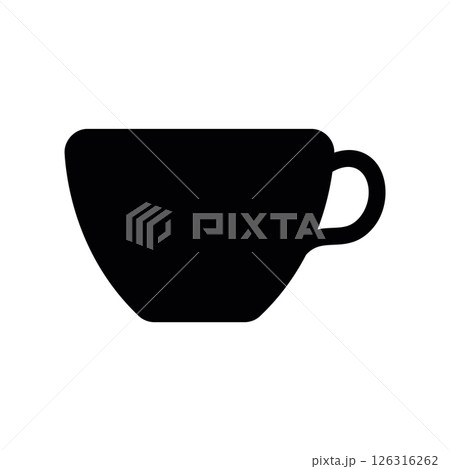 Minimalist Silhouette Icon of a Classic Handle Equipped Beverage Cup Minimalist Silhouette Icon of a Classic Handle Equipped Beverage Cup 126316262