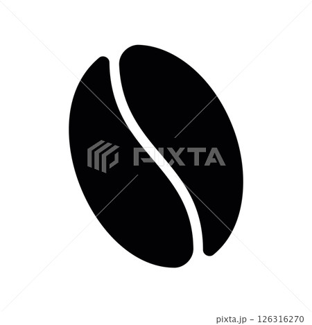 Single Roasted Coffee Bean Icon in a Simple Silhouette Design 126316270