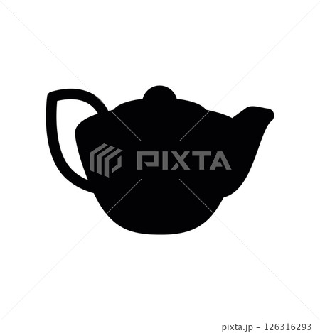 Classic Black Silhouette of a Teapot with Spout and Handle Classic Black Silhouette of a Teapot with Spout and Handle 126316293