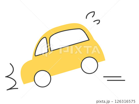急ブレーキをかけて止まる黄色い車 126316575