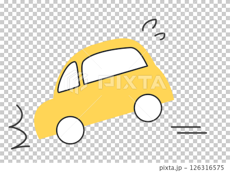 A yellow car brakes suddenly to a halt 126316575