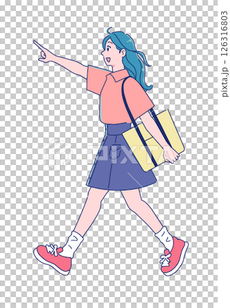 Cute anime-style schoolgirl 126316803