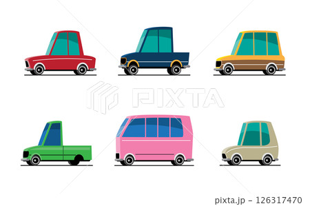 Colorful Vehicles Set in Flat Style 126317470