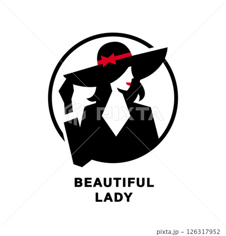 Silhouette of a woman in a hat. Silhouette of a woman in a hat. 126317952