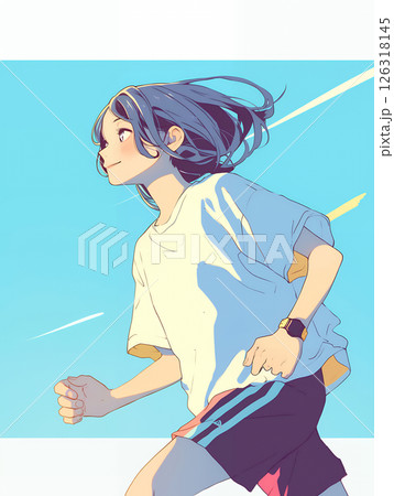 運動着で走る女子学生 126318145