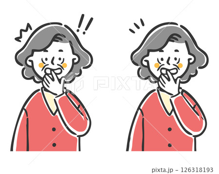 びっくりしているシニア女性　上半身　ベクター 126318193