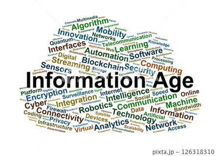 Information Age Word Cloud. Digital Transformation, Connectivity, Innovation, Data 126318310