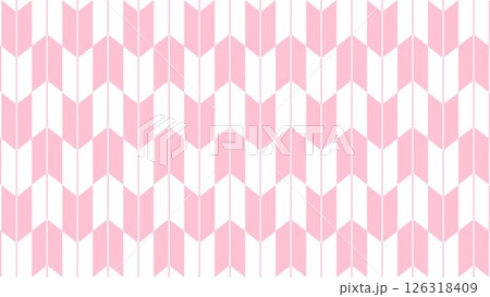 シンプル和柄かわいいピンク色の背景イラスト　矢絣文様パターン着物柄　　　 126318409
