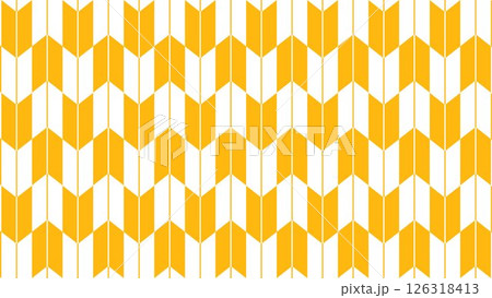 シンプル和柄　着物柄パターン矢絣文様　明るいオレンジ黄色の背景イラスト　 126318413
