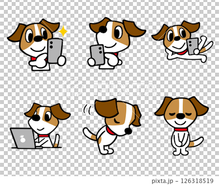 傑克羅素梗犬角色集 11（智慧型手機、電腦、鞠躬等） 126318519