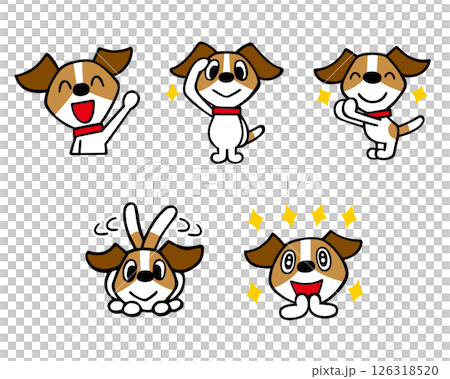 ジャックラッセルテリア犬キャラクター　セット12　(返事、敬礼、感激、他) 126318520