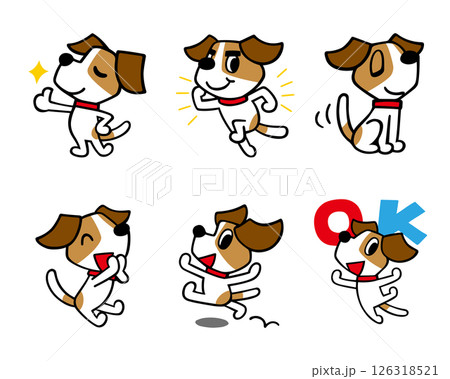 ジャックラッセルテリア犬キャラクター　セット13　(いいね、おすわり、OK、他) 126318521