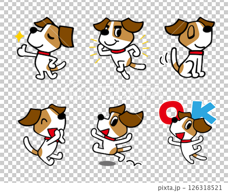 ジャックラッセルテリア犬キャラクター　セット13　(いいね、おすわり、OK、他) 126318521