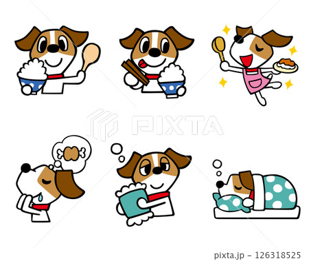 ジャックラッセルテリア犬キャラクター セット17 (ごはん、夕食、おやすみ、他) ジャックラッセルテリア犬キャラクター セット17 (ごはん、夕食、おやすみ、他) 126318525