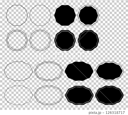 Set of black and white circular label-style frames 126318717