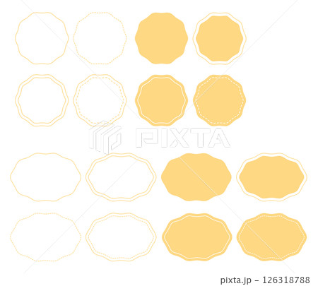黄色い円形のラベル風フレームセット 126318788