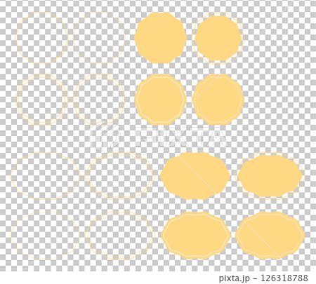 黄色い円形のラベル風フレームセット 126318788