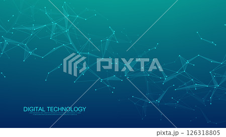 Abstract tech network connection dots. Digital technology and big data analysis background. White background with plexus lines. Geometric background with abstract mesh 126318805