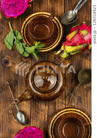 Dragon fruit cup of tea. 126318825