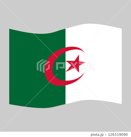 Waving flag of Algeria, national symbol 126319090