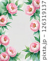 Delicate watercolor peonies floral frame blank design 126319137