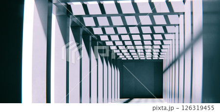 Futuristic concrete hallway, brutal architecture background 126319455