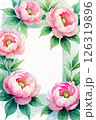 Beautiful pink watercolor peonies with white blank space design template 126319896