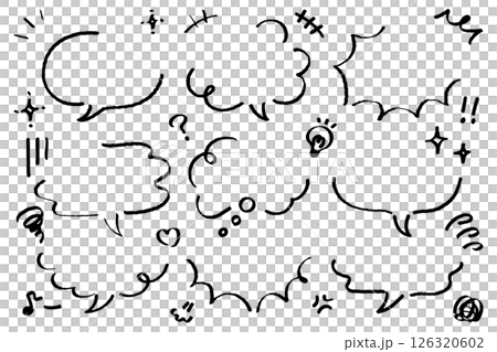 Set of hand-drawn speech bubbles and comic symbols_line 126320602