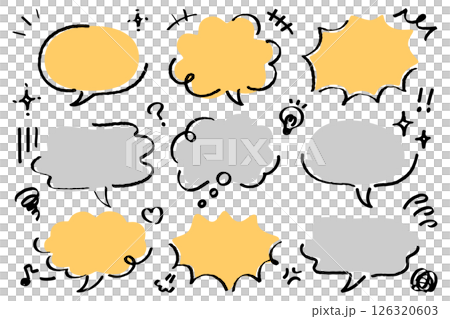 一組手繪氣泡和漫畫符號_顏色① 一組手繪氣泡和漫畫符號_顏色① 126320603